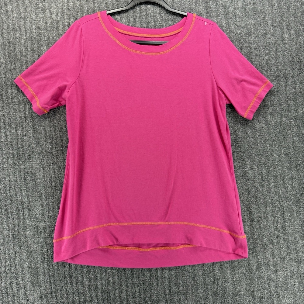 Belle Beach Kim Gravel Top Womens M Pink Pullover Short Sleeve Coastal Resort